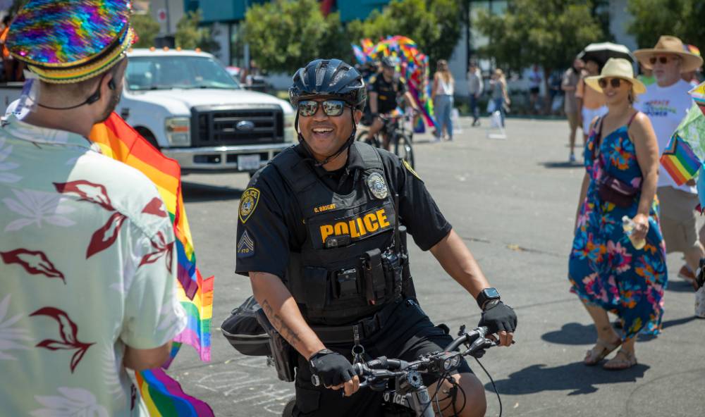 Officer participating in Pride Parade