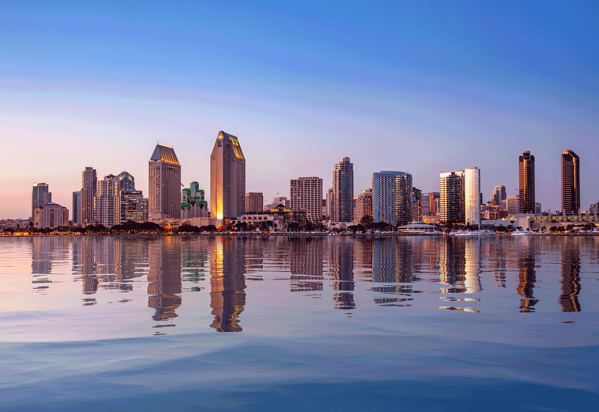 The San Diego skyline at dusk