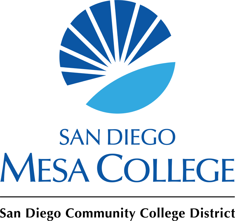 blue and cyan suburst logo on top of words san diego mesa college and san diego community college district