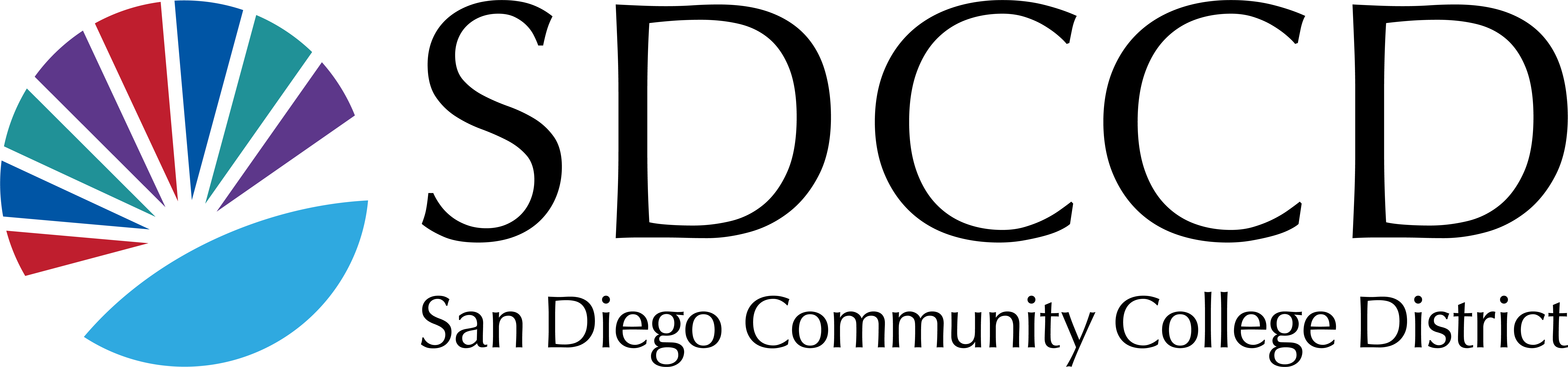 color sunburst logo next to sdccd and san diego community college district