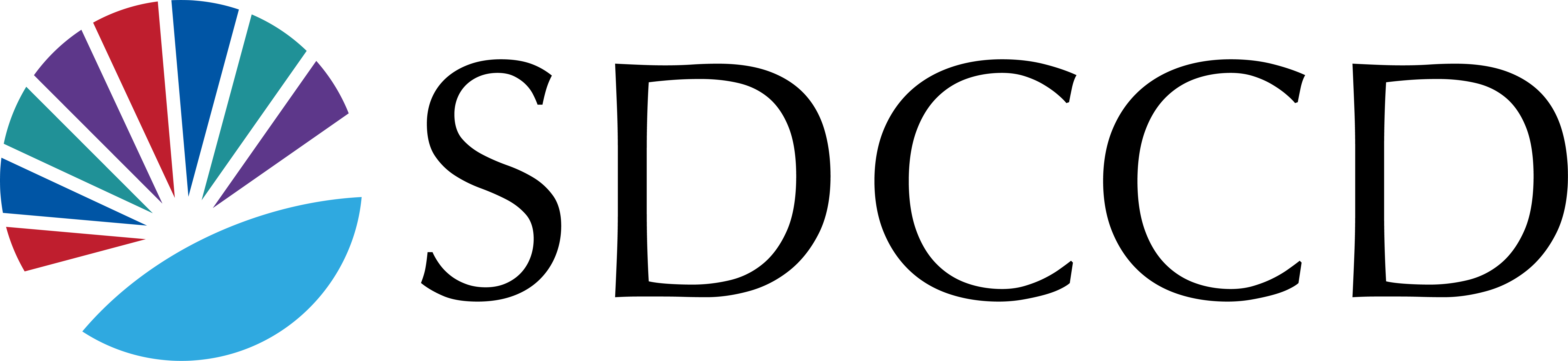 color sunburst logo next to sdccd text