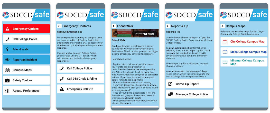 Five screenshots of the app in the app store