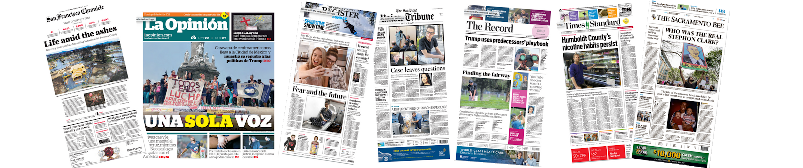 Newspaper front pages Example of different heading types on typical newspapers and articles