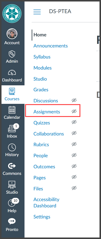 screenshot from Canvas