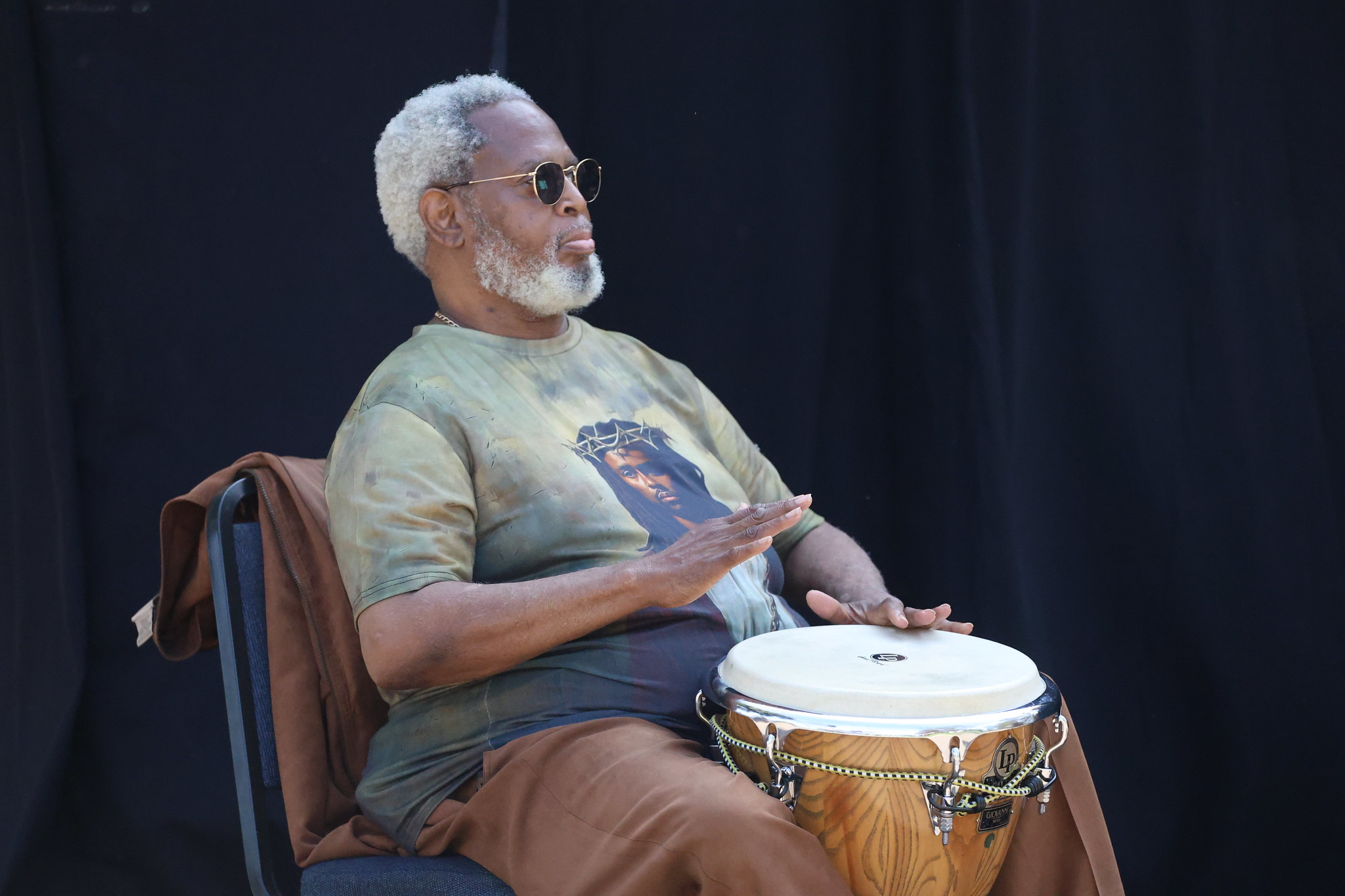 
A man drumming at the event.
