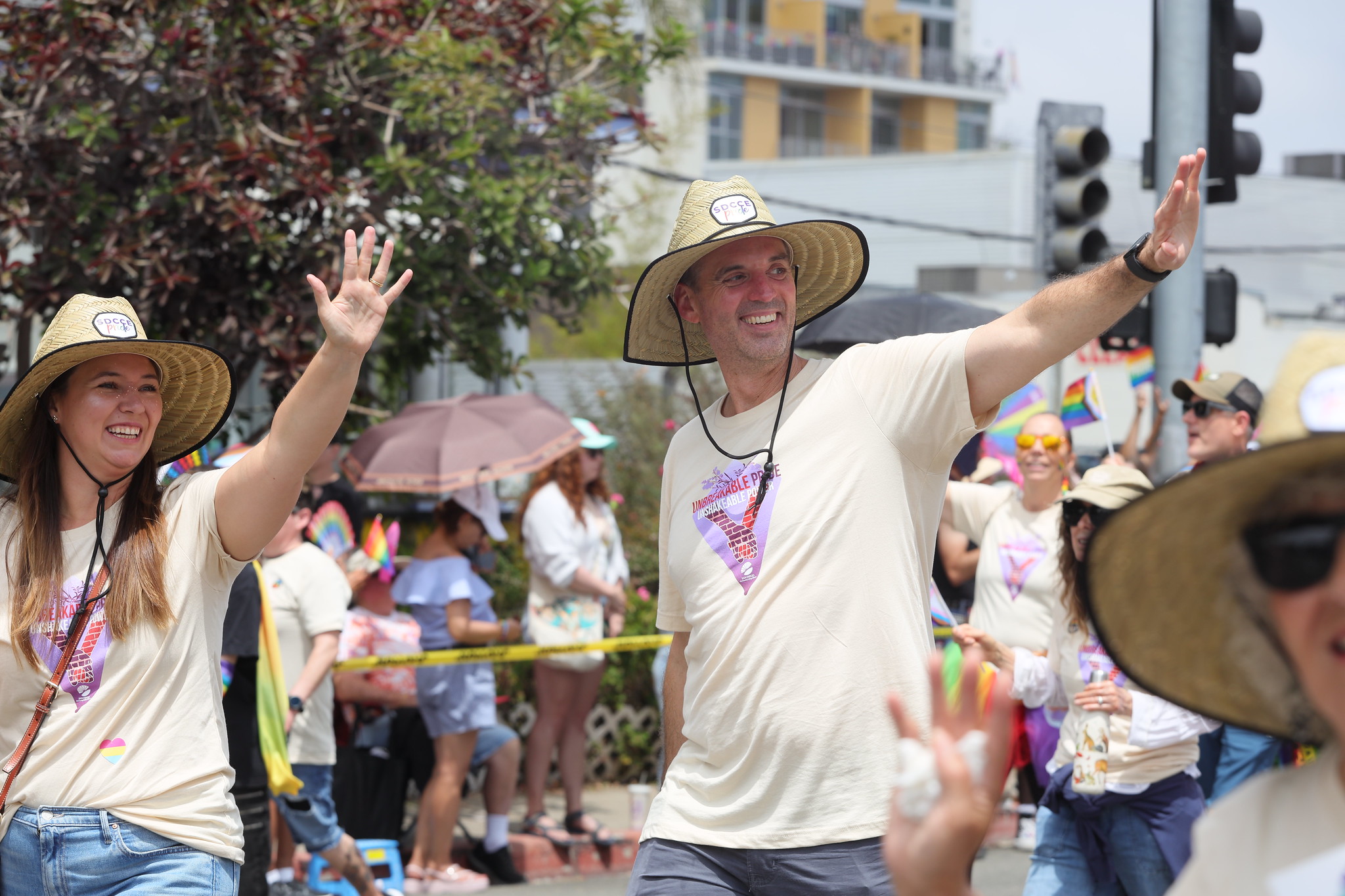 
Chancellor Gregory Smith and his wife wave to the crowd at the parade.
