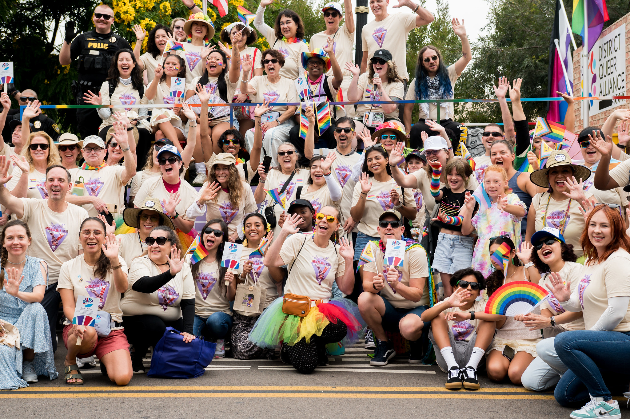 
The district group photo in front of the parade float.
